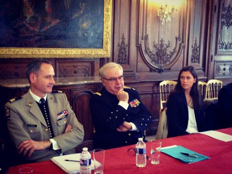 Notre membre Lorraine de Groote aux côtés de l'Amiral Bernard Rogel au Palais de l'Élysée